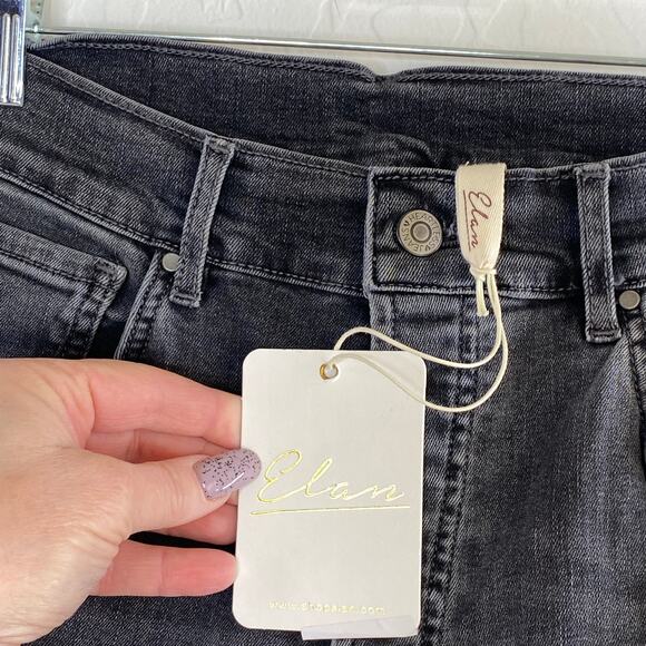 Elan Black Washed Button Fly Raw Hem High Rise Cropped Ankle Jeans Small 4 US 27 - Picture 7 of 11